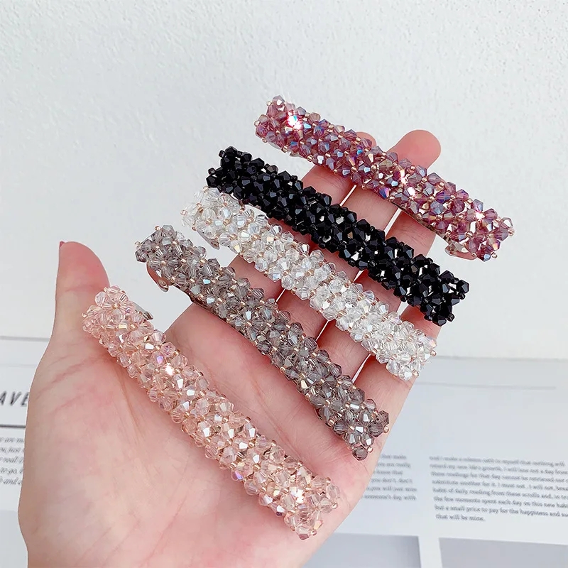 Moda cristal primavera grampos de cabelo pinos contas artesanais presilhas de cabelo para mulheres menina moda simples acessórios para o cabelo headwear