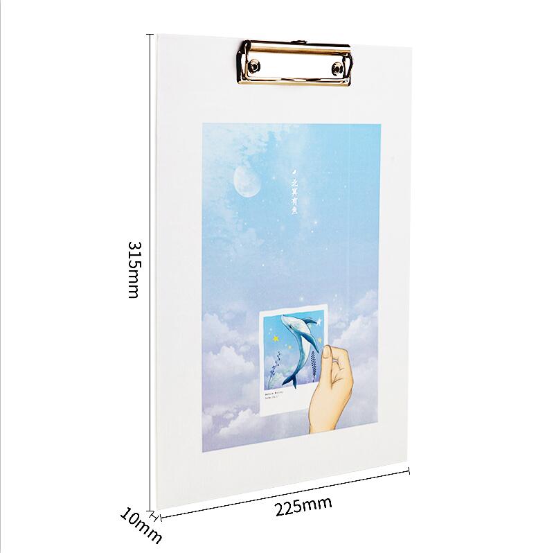 Deli Folder Board A4 Clip Writing Plywood Folding Student Stationery Writing Cardboard Test Paper Menu Folder Office Supplies: 72583-1 BLUE