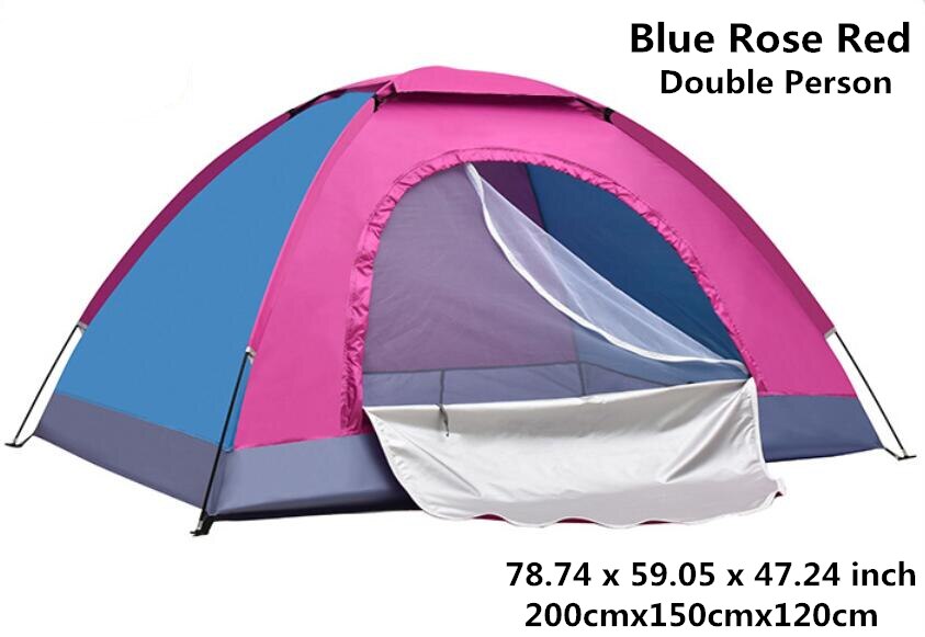 Tiendas de campaña al aire libre Camping impermeable portátil tienda de campaña anti-UV 2 Persona sombra de sol ultraligero tienda 200x120x110cm: Blue Pink -2 Person