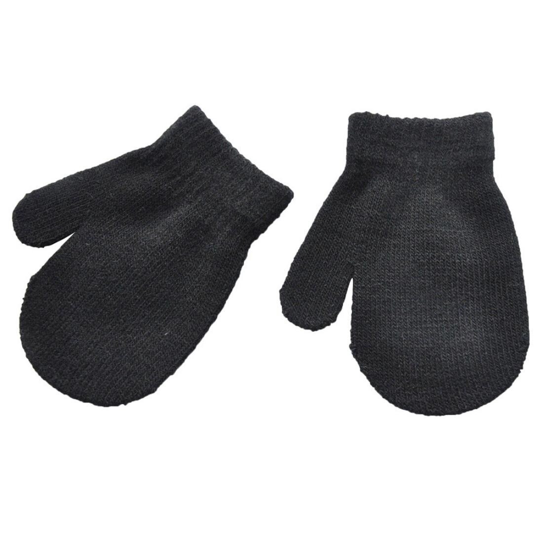 Baby Gloves Winter Kids Solid Toddler Infant Baby Cute Solid Print Girls Boys Of Winter Warm Gloves baby mittens варежки: Balck