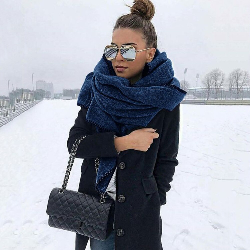 200Cm Herfst Winter Vrouwen Effen Kleur Fleece Sjaal Warme Sjaal Outdoor Nekband Dames Warm Sjaal