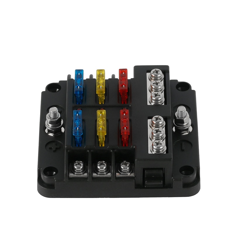 6 Way Blade Fuse Box Holder for Car Boat Marine Trike Car Fuses Car Circuit Standard 20A 15A10A 5A