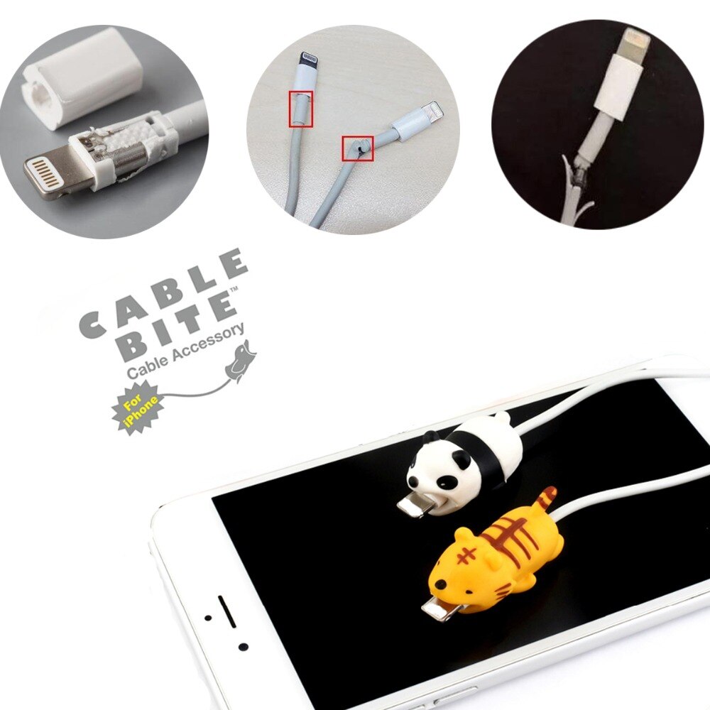 1 stk søde dyr usb oplader kabel bidebeskytter til iphone andriod usb kabel oplader beskytter