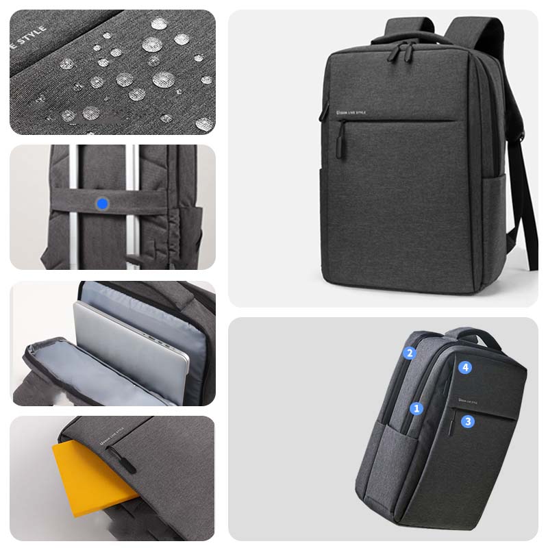 Mochila para ordenador portátil de 17,3 pulgadas, mochilas de viaje de gran capacidad, bolsa impermeable para ordenador portátil 15,6 17,3, mochila para hombre con múltiples bolsillos: >17 pulgadas / Gris oscuro