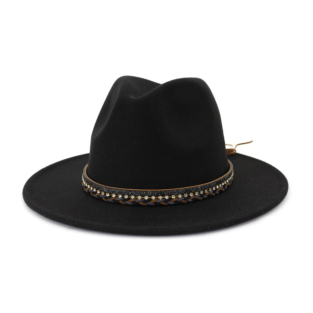 Vrouwen Samenpersbare Wolvilt Outback Herfst Hoed Panama Hoed Brede Rand Met Riem Emmer Hoed Mannen Bob Chapeau Sombrero AD0802: 3