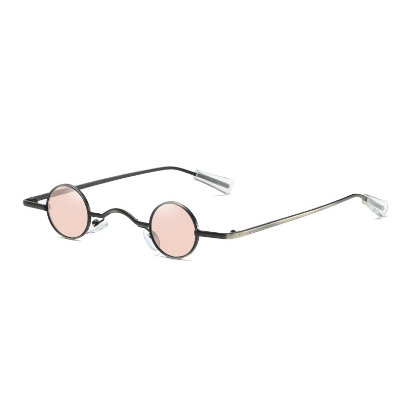 Vintage rock punk mand solbriller klassiske små runde solbriller kvinder wide bridge metalstel sort linse briller kørsel очки: C4 sort-pink