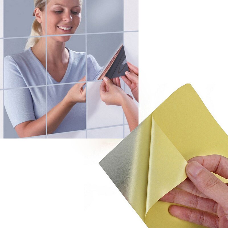 DCM bathroom Background Home Mirror Wall Stickers Decal Self-adhesive Tiles Stickers 3D Mirror Wall Art Home Decors Wall deca@2