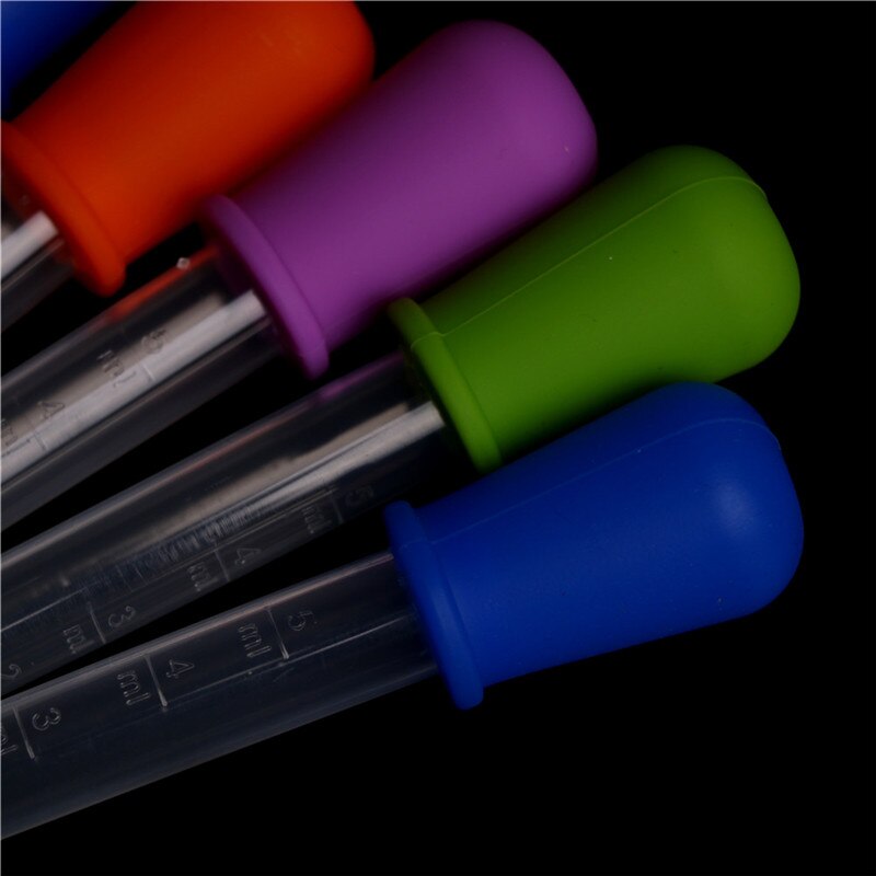 1/5 Pcs 5ml Silicone Pipette Liquid Food Dropper Plastic Baby Feeding Medicine Dropper Spoon Burette Infant Utensils