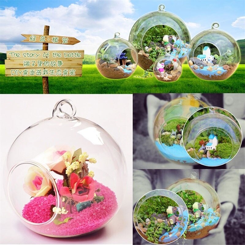 Hem trädgård hängande glaskula vas blomplanta kruka terrarium behållare fest bröllop dekor hängande dekoration mjj 88