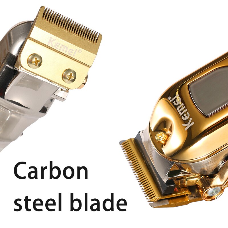 Cortadora de pelo Kemei, cortadora de pelo sin cable, Maquinilla de cortar el pelo de barbero, 4 palancas de ajuste, pantalla LCD, recortadora de barba