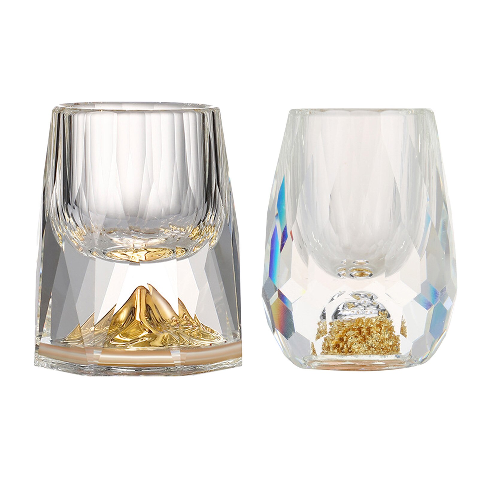 Shot Glass 15ml Gold Foil Chinese Style Spirits Glass Drinkware for