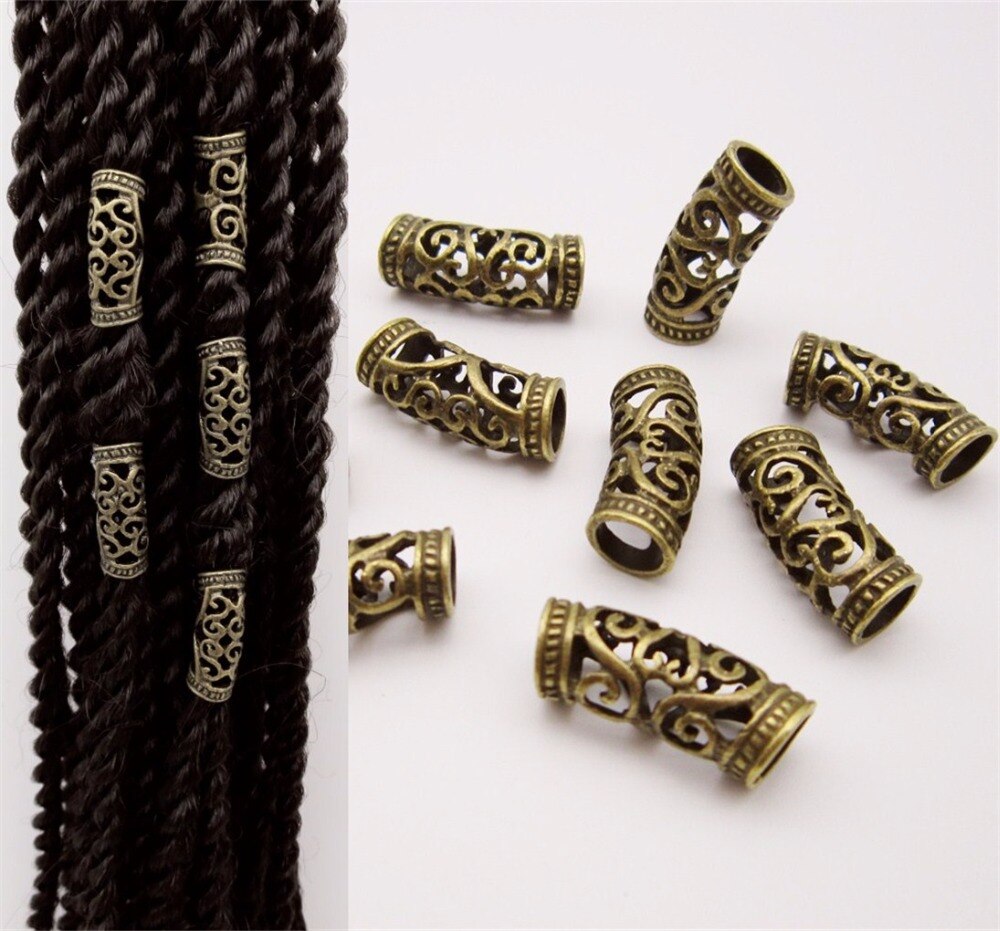 5 stuks -20 stuks antieke bronzen viking haar vlecht dread baard dreadlock kralen ringen buis accessoires ca. 7mm gaten