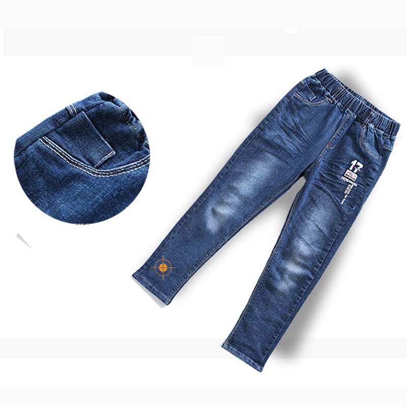 Teenager drenge jeans efterår børn bukser afslappet blå bomuld mid elastisk talje bukser til dreng jeans børn tøj