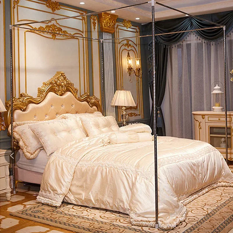 Plasă de țânțari cu fermoar și dantelă, cu suport din oțel inoxidabil, plasă romantică pentru pat queen-size, cort anti-țânțari pentru pat dublu individual