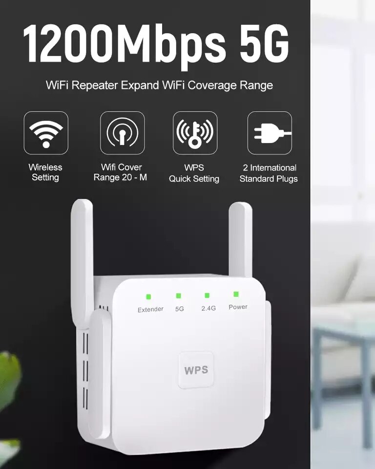 Répéteur Wi-fi sans fil 5G, 1200Mbps, routeur, amplificateur de Signal domestique gießen l'Verlängerung de longue portée de l'interne