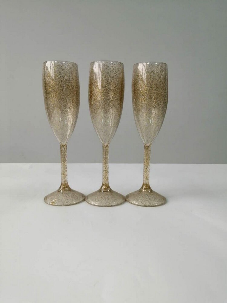 3pcs Acrylic Goblet Slim Champagne Glass Acrylic Plastic Party Drinkware Wine champagne transparent cups: Default Title