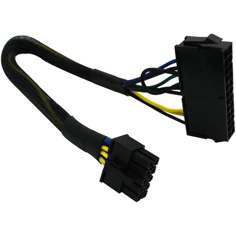 Adaptateur d&#39;alimentation principal ATX PSU 24 broches à 10 broches, câble tressé pour IBM pour Lenovo PC et serveurs 12 pouces (30cm)
