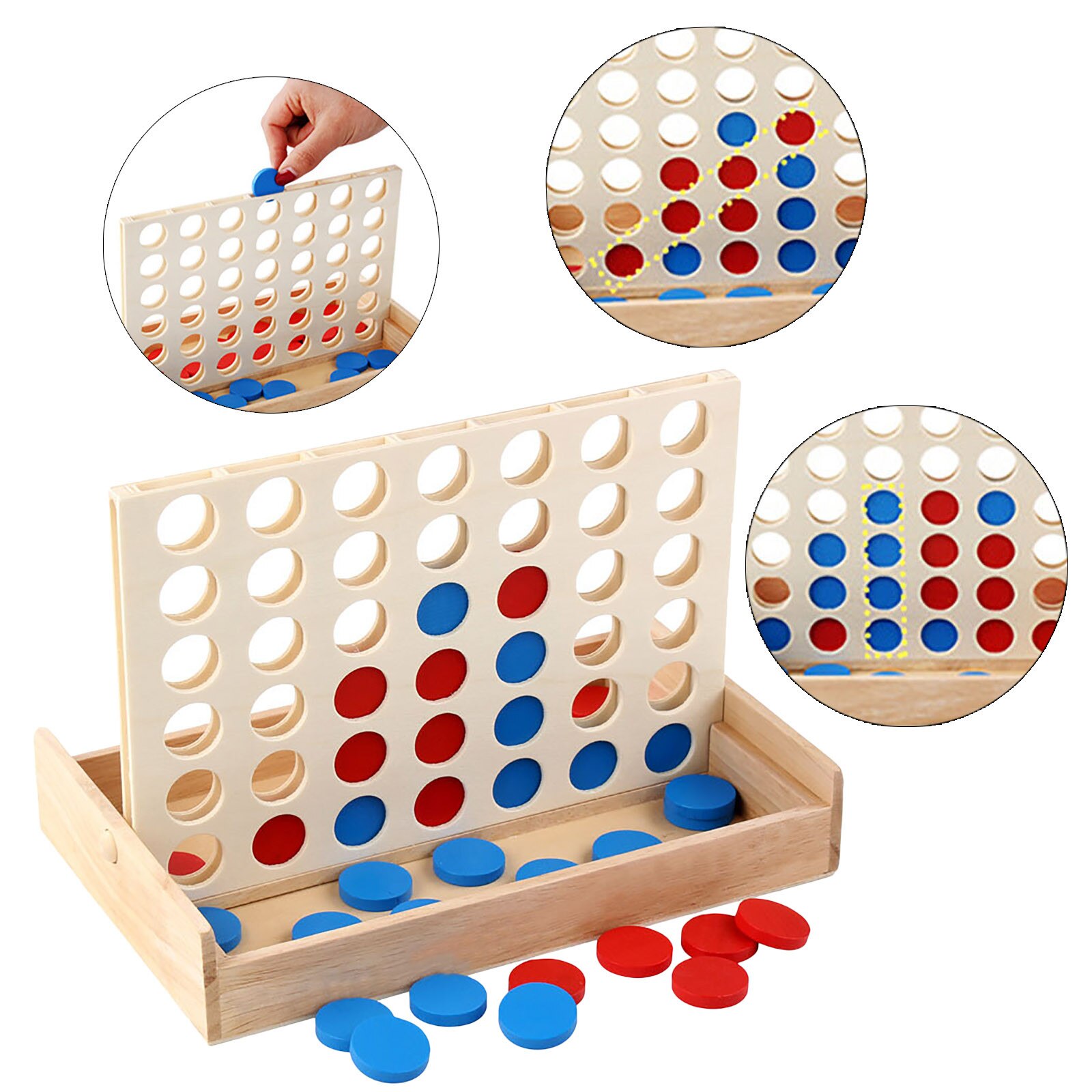 Houten Kid Schaken Boxed Drie-Dimensionale Vier-Aangesloten Schaken Dubbele Puzzel Student Schaken Educatief Speelgoed Ouder-Kind speelgoed
