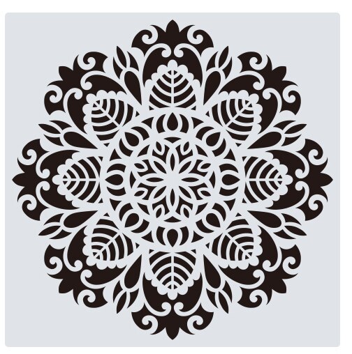 12 tommer store delikate mandala-sjablonger for vegg-, gulv-, fliser-, møbelmaling: Tzlarge -03