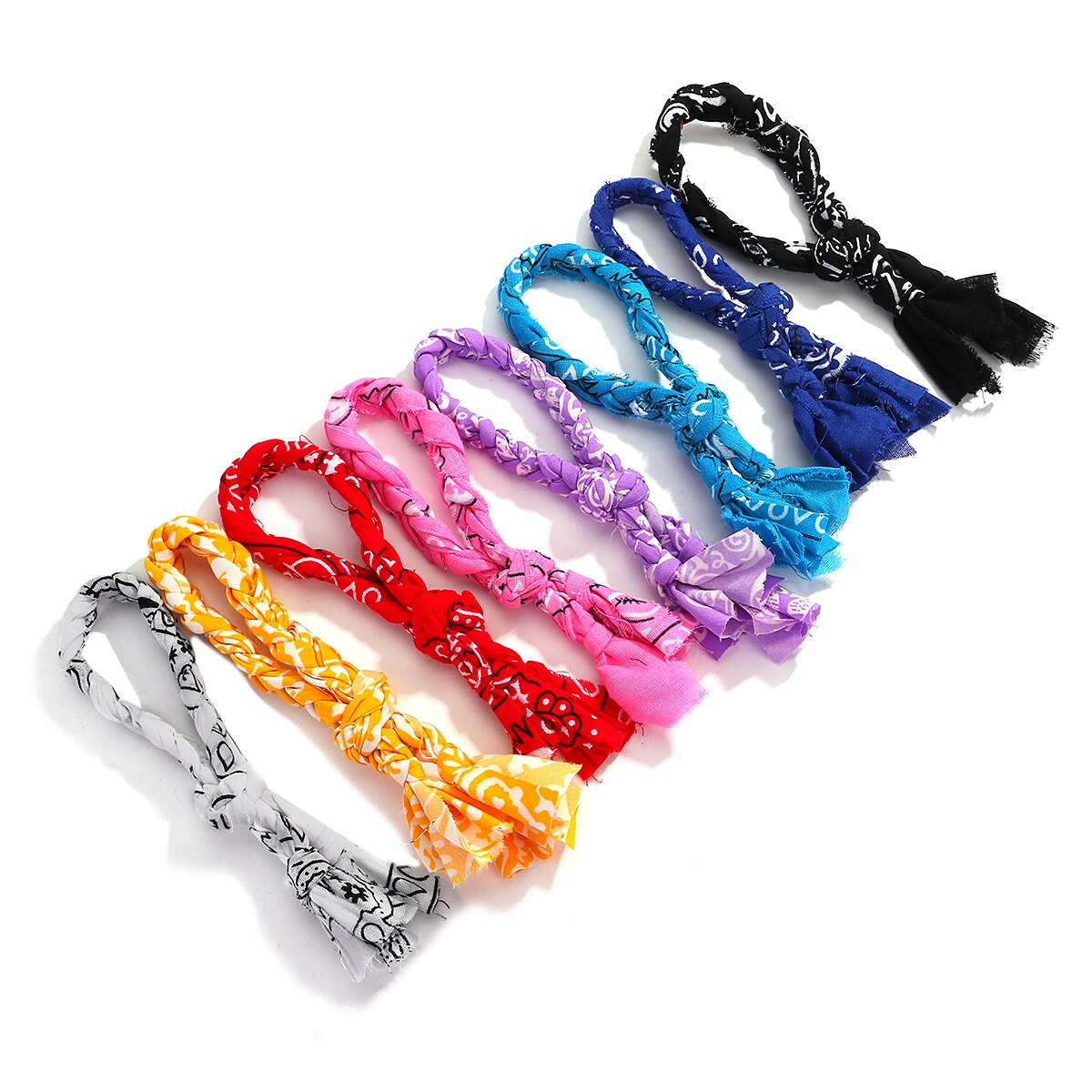 ALLYES – Bracelet Bandana tressé en tissu pour femmes, style bohème, tendance ethnique, noué, bijoux