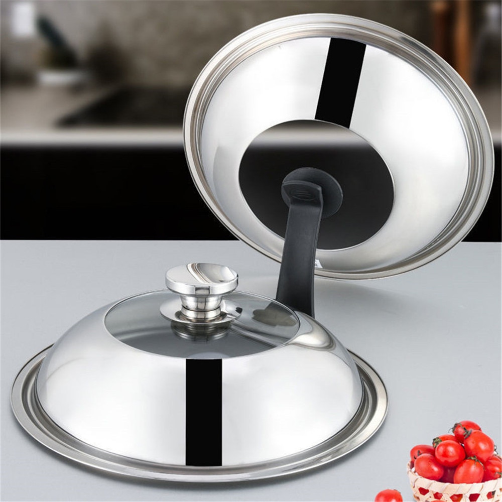 Frying Pan with Lid 34cm Pan Lids Stainless Steel Pot Lid Pan Cover Thicken Visible Wok Lid Glass Lid Wok Lid Frying Pan Covers