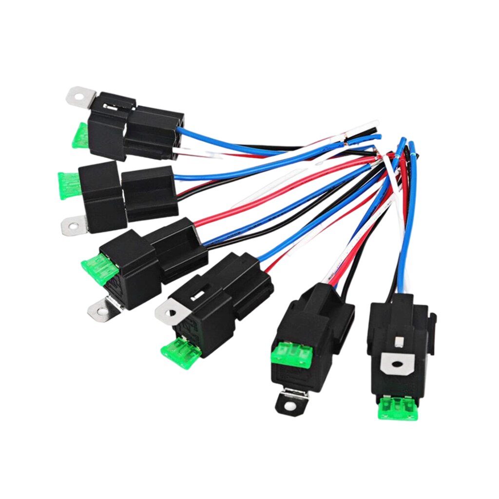 6 Pack 5PIN Automotive Relay Switch Harness Kit 30A Fuse 14AWG Wire 14 AWG Wires Fuse Relay car Truck Socket kit