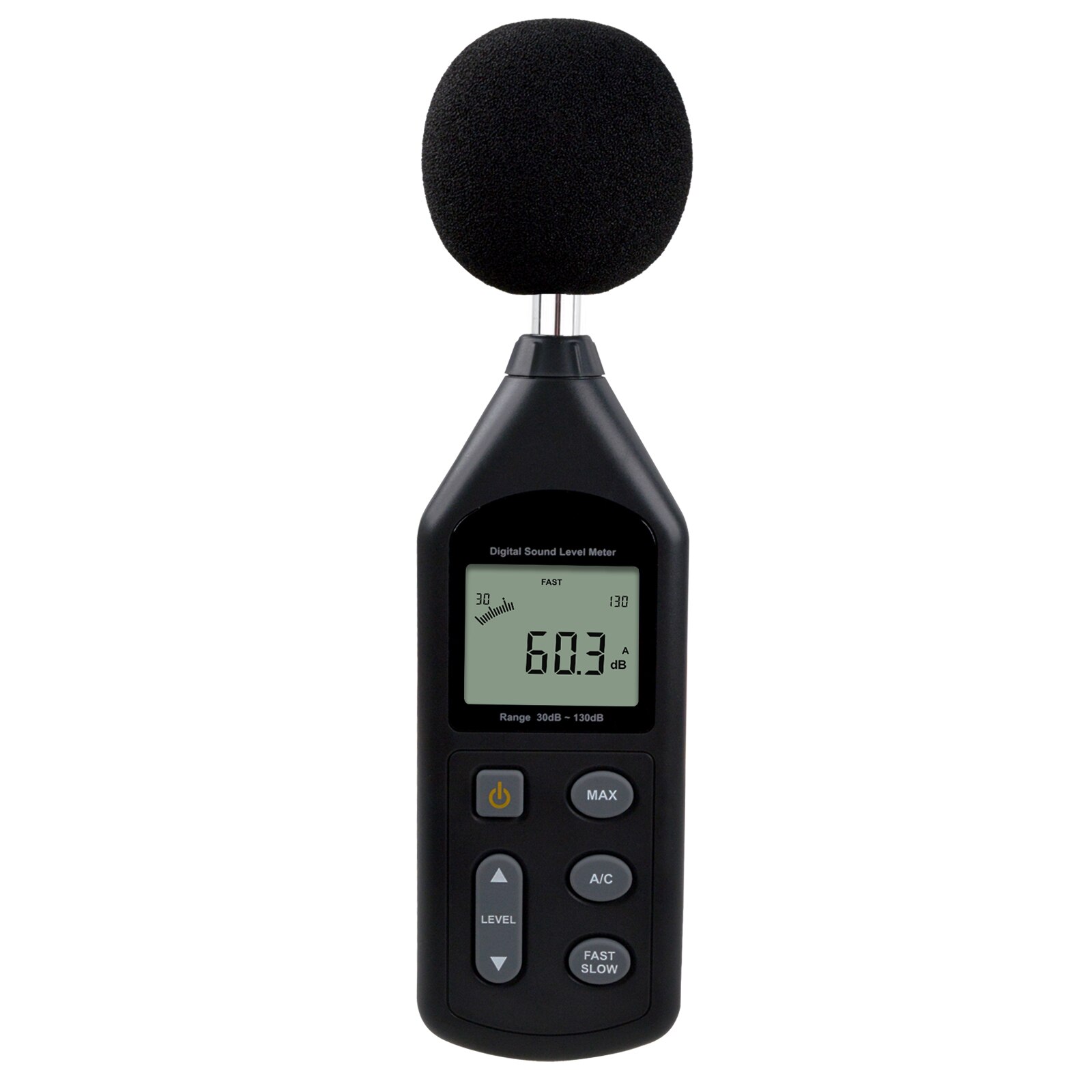 Sound Level Meter Noise Decibel Sensor 30~130dBA A/C Frequency Detector Audio/Volume Factory Pre Calibrated w/ Sponge Ball