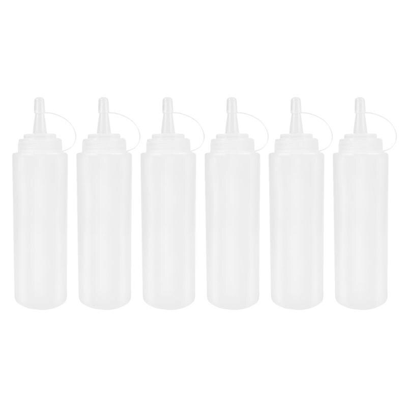 10Pcs/8Pcs/6Pcs/4Pcs Salade Saus Dressing Flessen Kruiden Salade Saus Squeeze Flessen plastic Cake Squeeze Flessen 18Cm: 6PCS