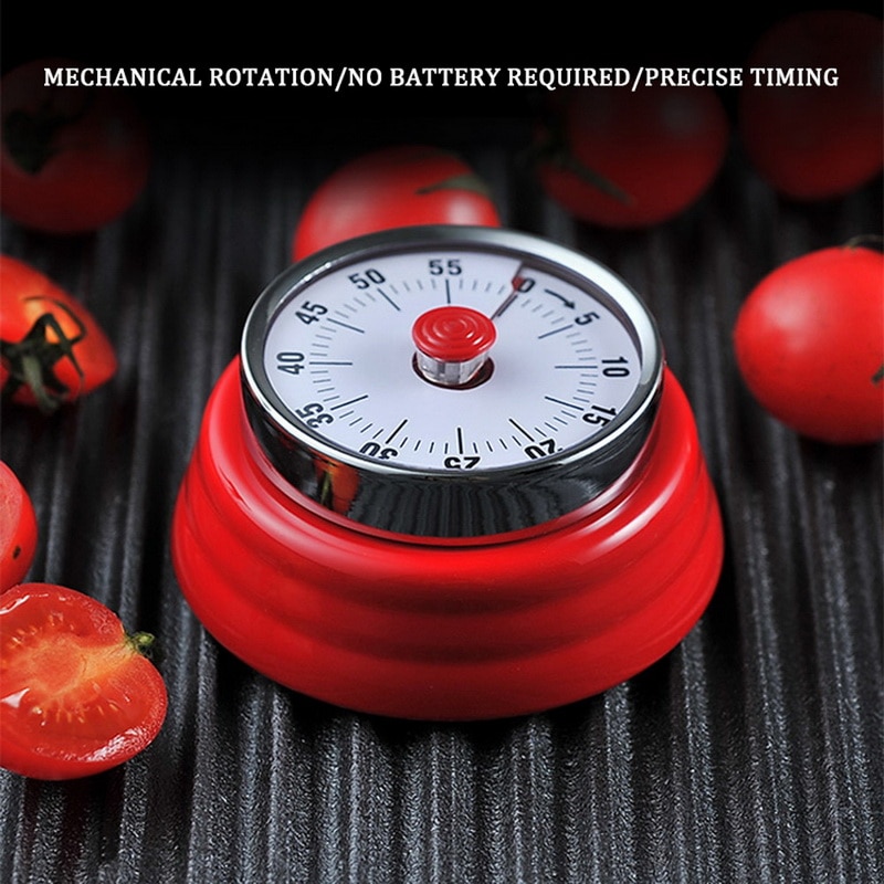 Kitchen Timer Dial Cooking Timer Retro Mechanical Clockwork Digit Pointer Portable Clock Magnetic Bottom Reminder Count Down