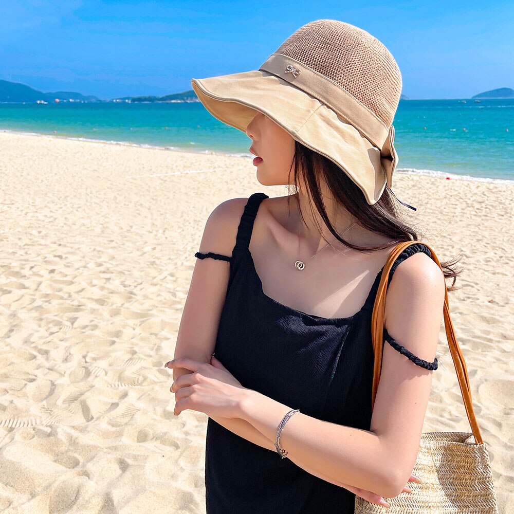 2022 Zomer Hoeden Caps Vrouwen Strooien Hoed Dames Hoed Strand Accessoires Chirurgische Caps Vrouw Mannen Hoeden Wandelen Hoed Zon cap Bruid Hoed: Khaki