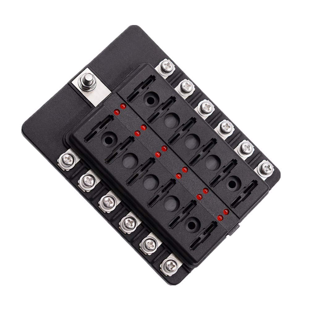 Auto Blade Fuse Block Unabhängige 12 Weg Sicherung Box 12 Schaltung Mit Negative Bus Led-anzeige Auto Sicherung Halter Mit led-anzeige