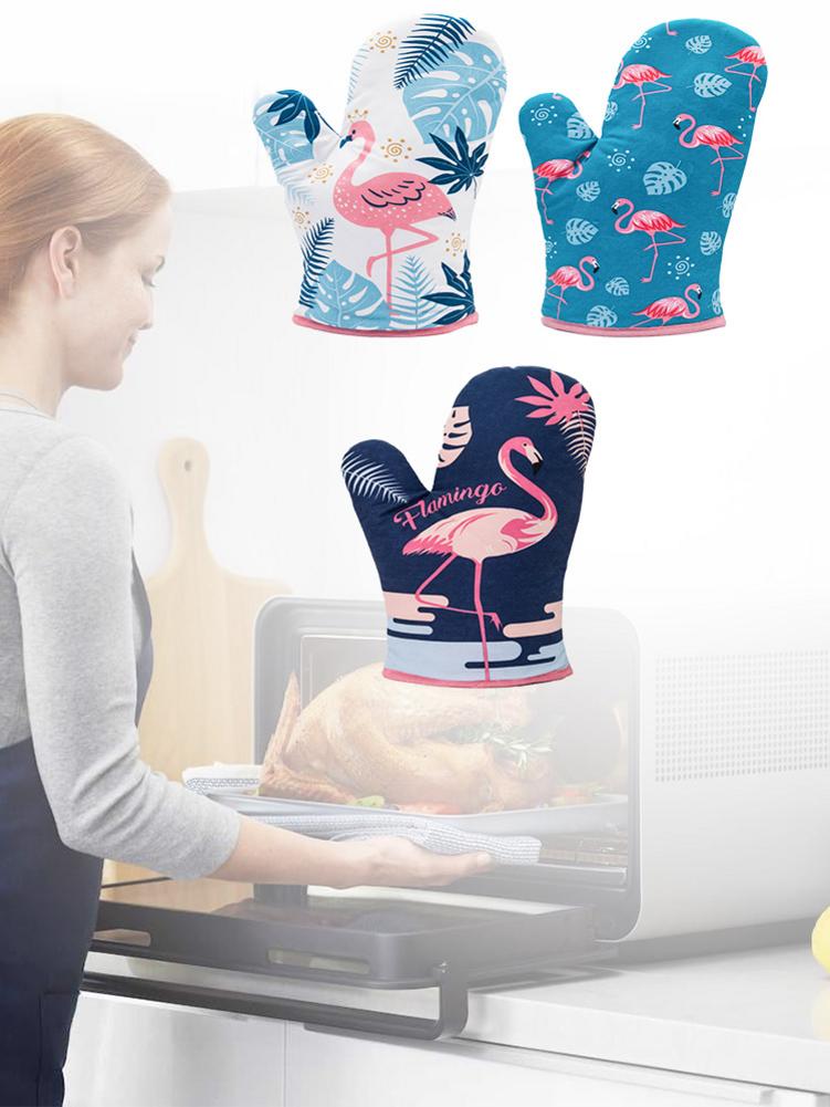 Cotton Flamingo Kitchen Pad Cooking Microwave Baking BBQ Oven Potholders Oven Mitts Kitchen Gloves