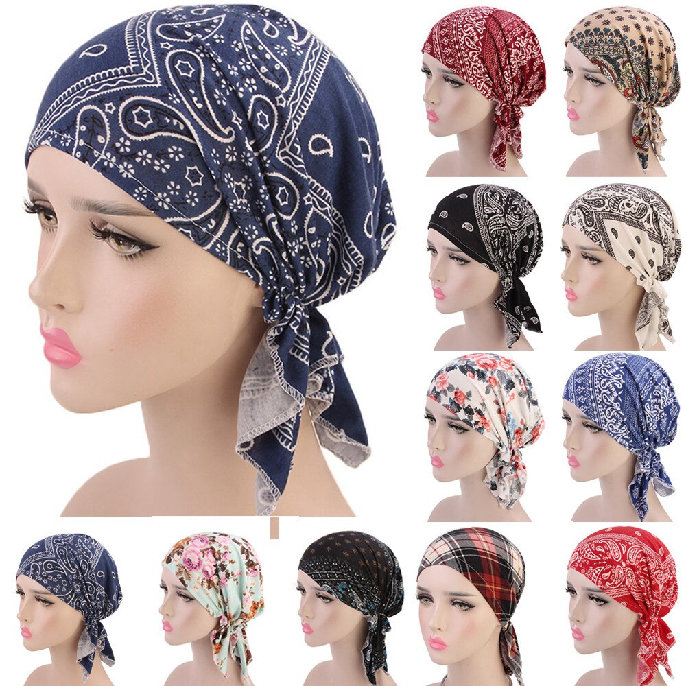Moslim Vrouwen Hijaabs Vrouwen Ruche Kanker Chemo Hoed Beanie Sjaal Tulband Head Wrap Cap D90417