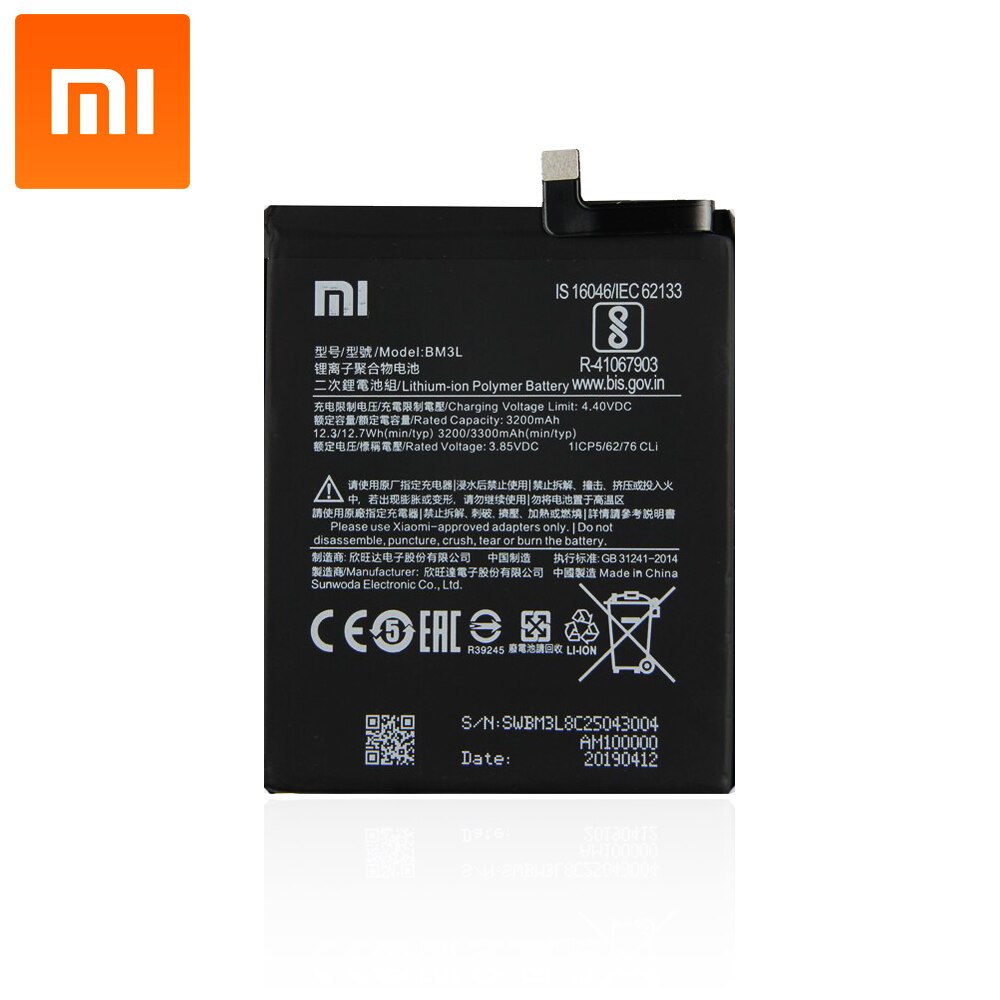 Originele Smartphone Batterij Voor Xiaomi Mi 9 (3.8V, 3300 Mah, BM3L)