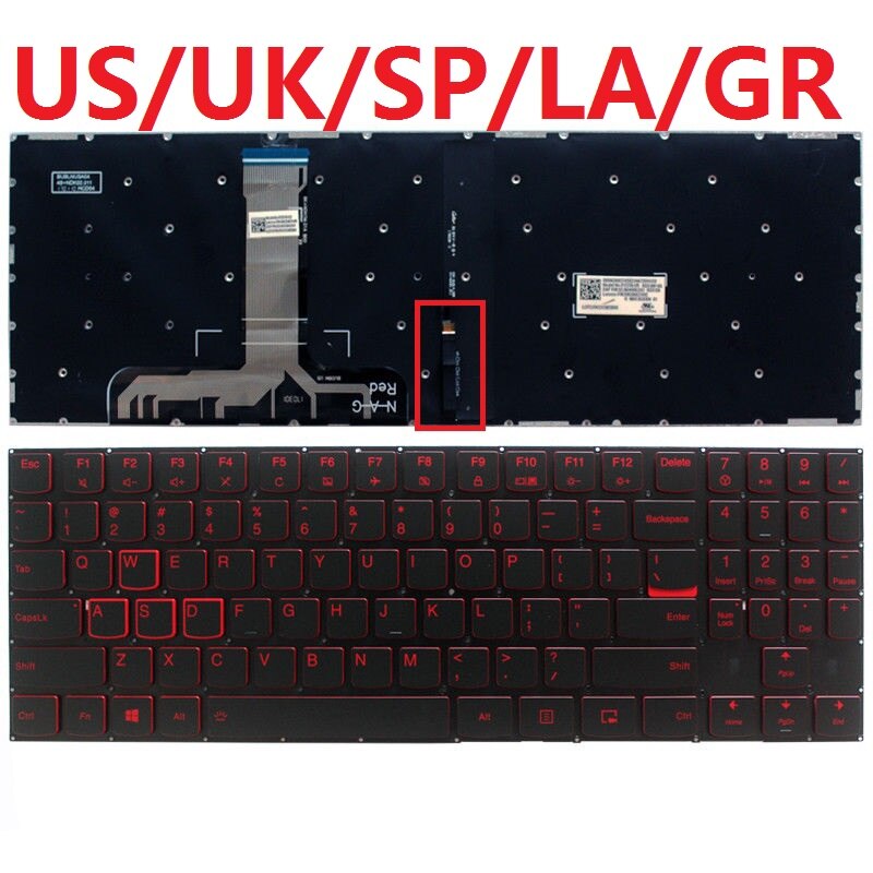 Clavier US/UK/SP/LA/GR pour ordinateur portable Lenovo Legion Y540-15IRH, Y540-17IRH, Y545-PG0, Y540-15IRH, Y530-15ICH, Y7000P-1060, Y545, sans cadre