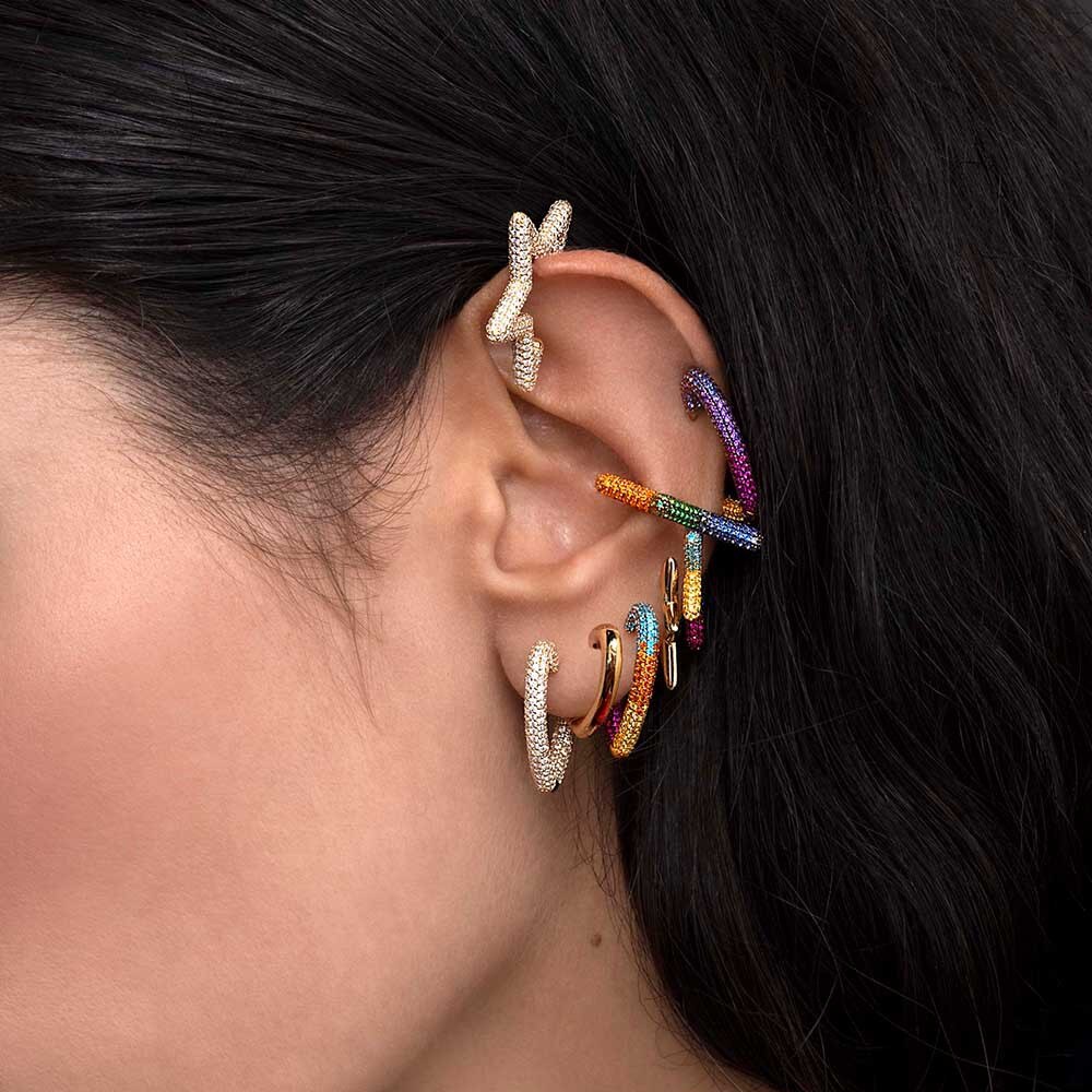 Pendientes de estrella arcoíris para mujer, multicolor, con diamantes de imitación, para oreja, corazón romántico, estilo bohemio, joyería para la oreja