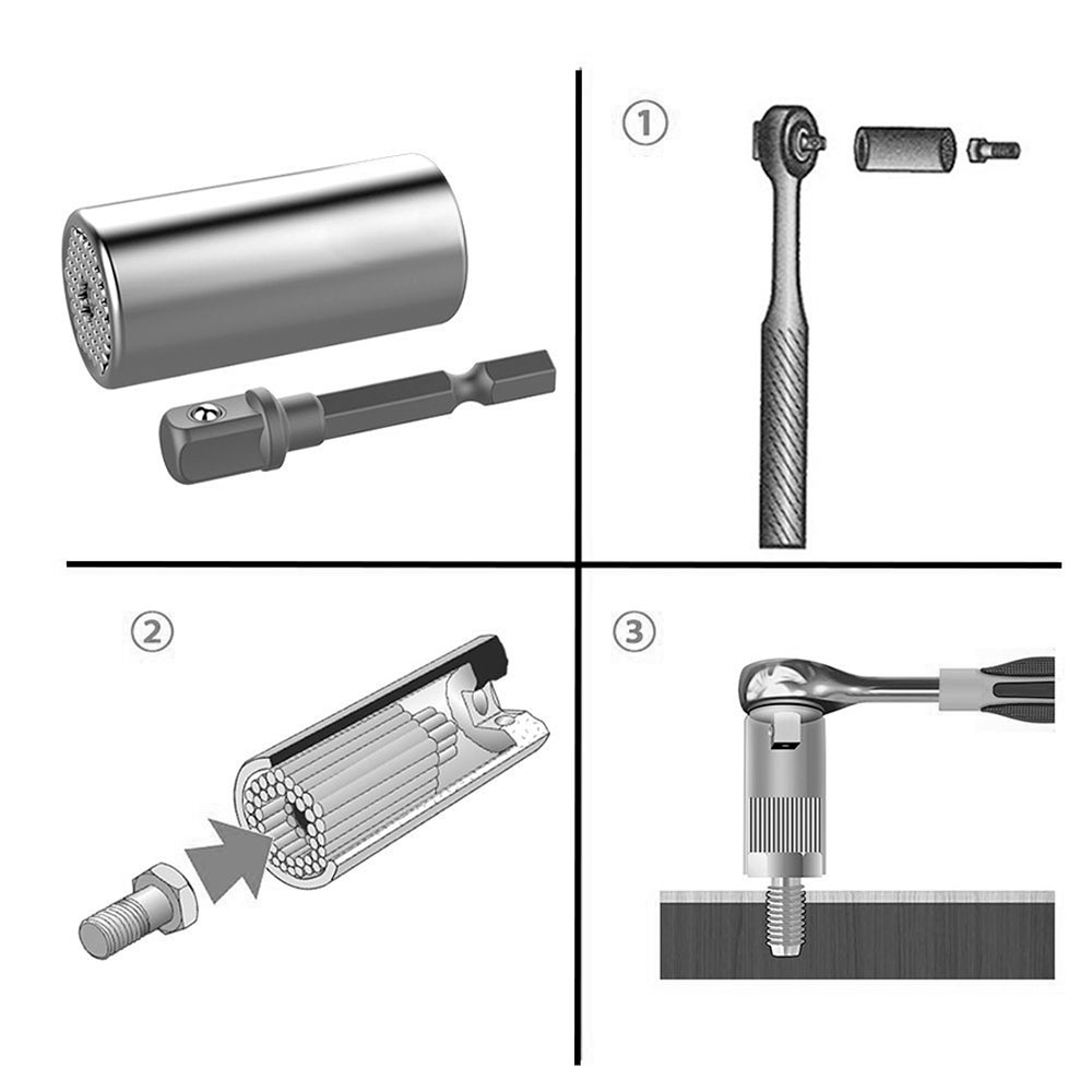 Universal Socket Sleeve 7-19mm Power Drill Ratchet Bushing Spanner Key Magic Multi Hand Tools Torque Wrench Head Set