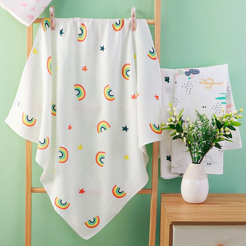 Mordedor 2 unids/set 100% cuadrado de algodón 80cm imprimir Primavera Verano suave y reutilizable de la muselina del bebé Multifunctiona Swaddle Manta