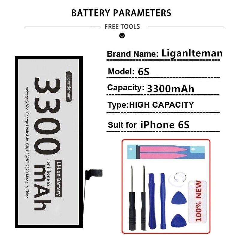 Real Capacity Replacement Battery For Apple IPhone 6 7 8 Plus XR XS MAX Batterie Lithium Phone Battery For iPhone 5 5S 5SE 6S X: For iPhone 6S