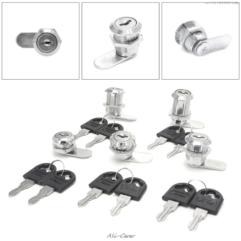 10-30mm Cam Lock Filing Cabinet Post Mailbox Drawer Cupboard Locker 2 Key