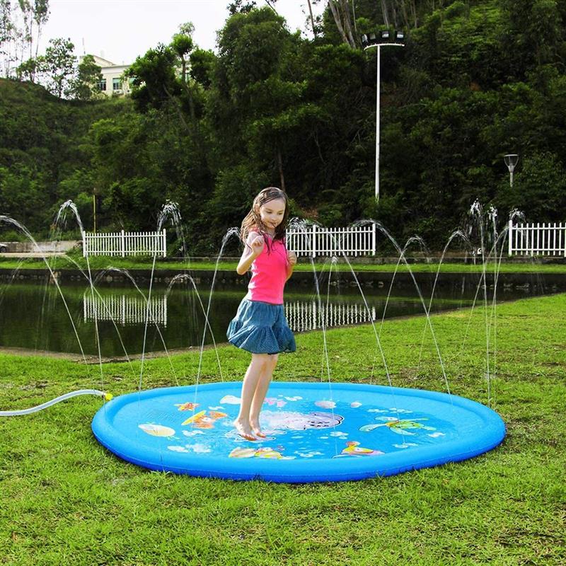 Cojín de Agua pulverizada inflable para piscina para niños y mascotas, colchoneta de agua para juegos de césped, juguetes rociadores para jugar al aire libre, 170cm