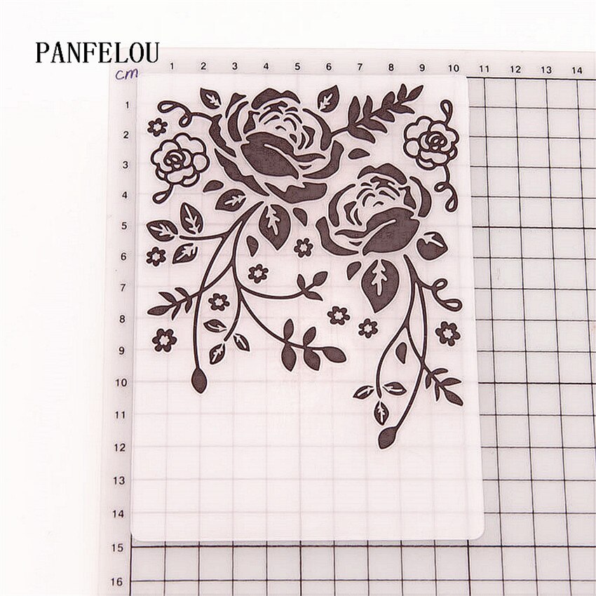 PANFELOU Rose dance Embossing folders Plastic For Scrapbooking DIY Template Fondant Cake Photo Album Card Making