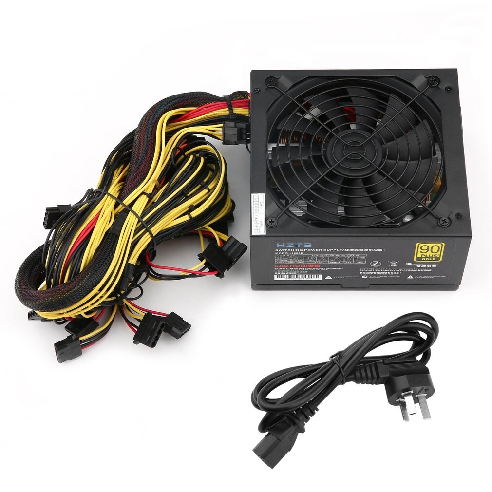 HZTS 1600W Power Supply For 6 GPU Eth Rig Ethereum Coin Mining Miner Machine with Low Noise Cooling Fan: Default Title