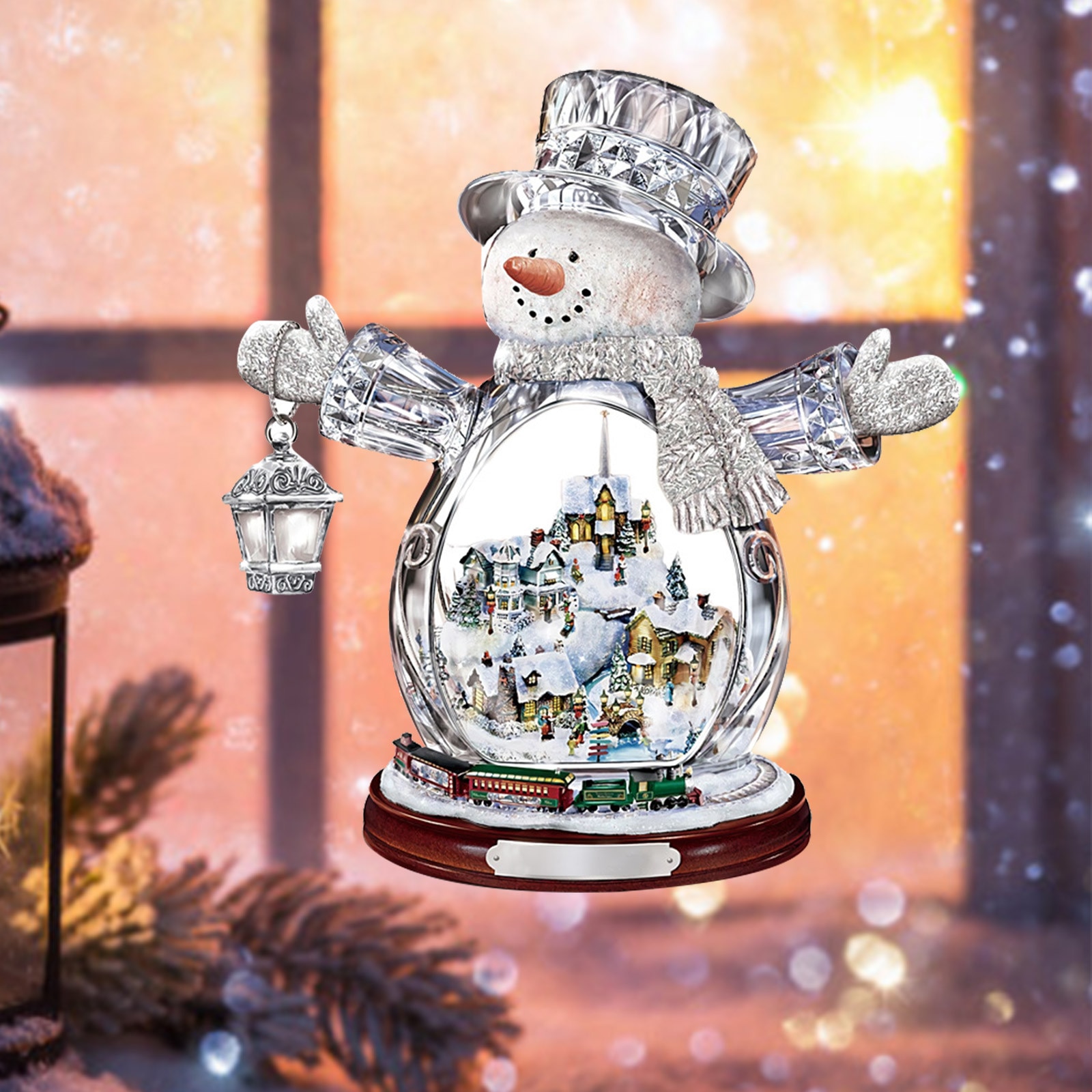 Christmas Tree Rotating Sculpture Train Decorations Paste Window Paste Stickers Adesivos de parede Doll Hang Decorations navidad