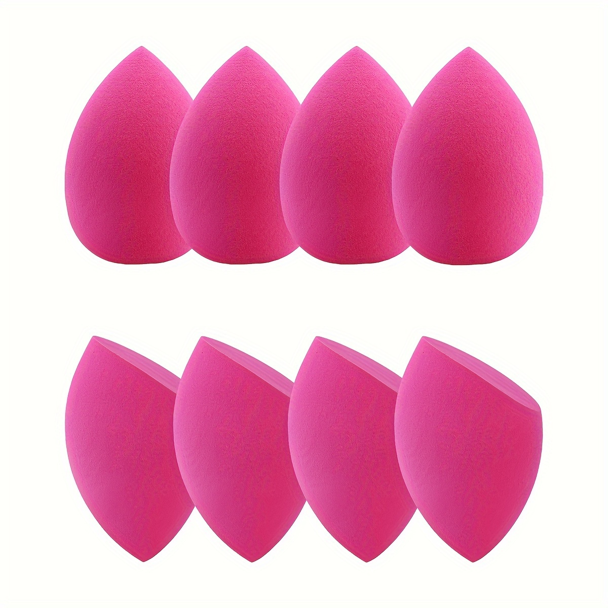 8 Uds. Esponjas de maquillaje de huevo de belleza, licuadoras, esponjas de belleza, aplicador de base: Rojo rosado