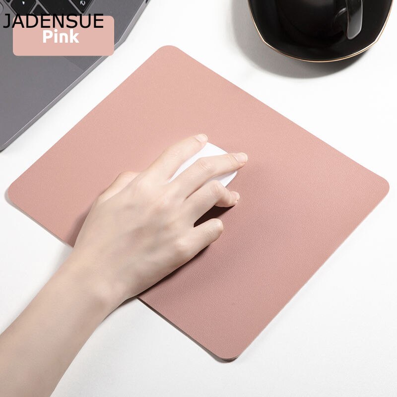 Lindo Mouse Pad de cuero de la PU de Color sólido Simple escritorio Mats impermeable de la Oficina alfombrilla de ratón para portátil Juegos de ordenador Deskpad: 25x21cm Pink