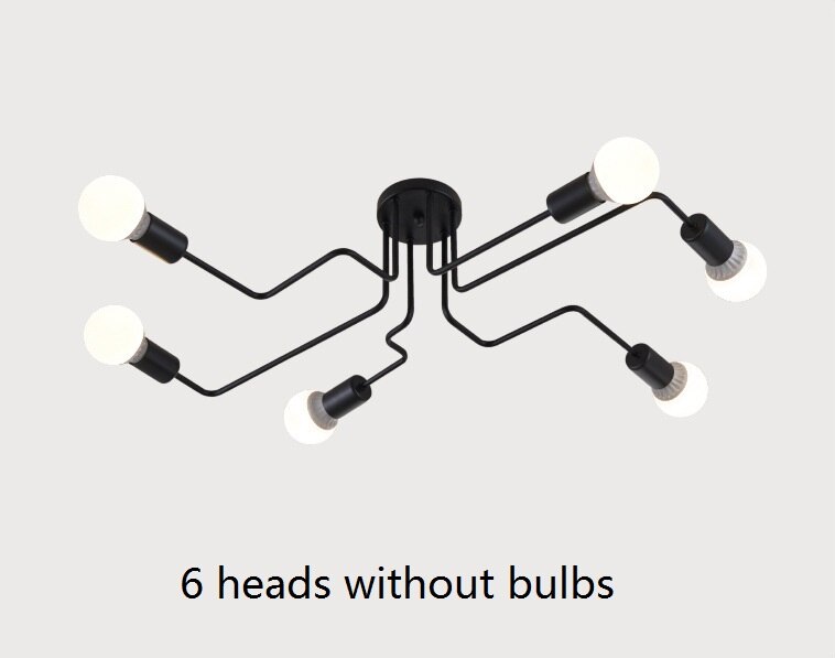 Led ljuskrona belysningsarmaturer lyster vintage led lampa industrikök vardagsrum svart avize modern plafonnier nattlampa: 6 huvuden