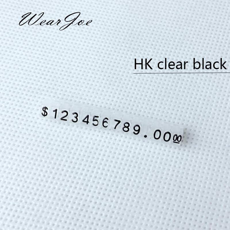 5 Stks/partij Mini Acryl Gecombineerd Prijskaartje Euro Hk Us Dollar Verstelbare Nummer Prijzen Label Sieraden Winkel Accessoires: HK Clear Black