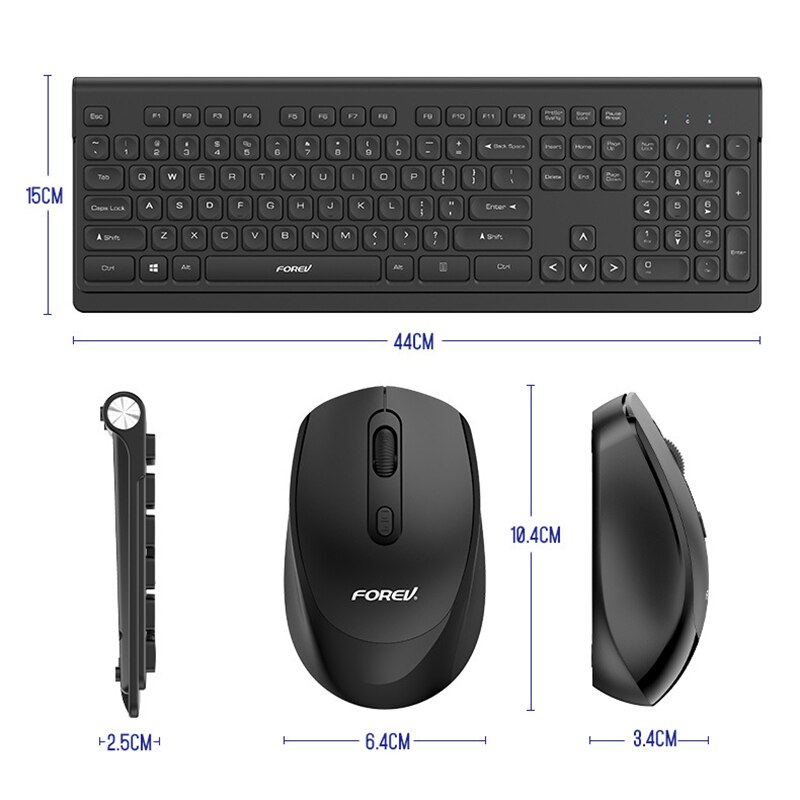 Eaor Universele 2.4G Draadloze Toetsenbord Muis Combo Slim Portable 104 Key Mute Gaming Office Toetsenbord Muis Set Lange Batterij leven