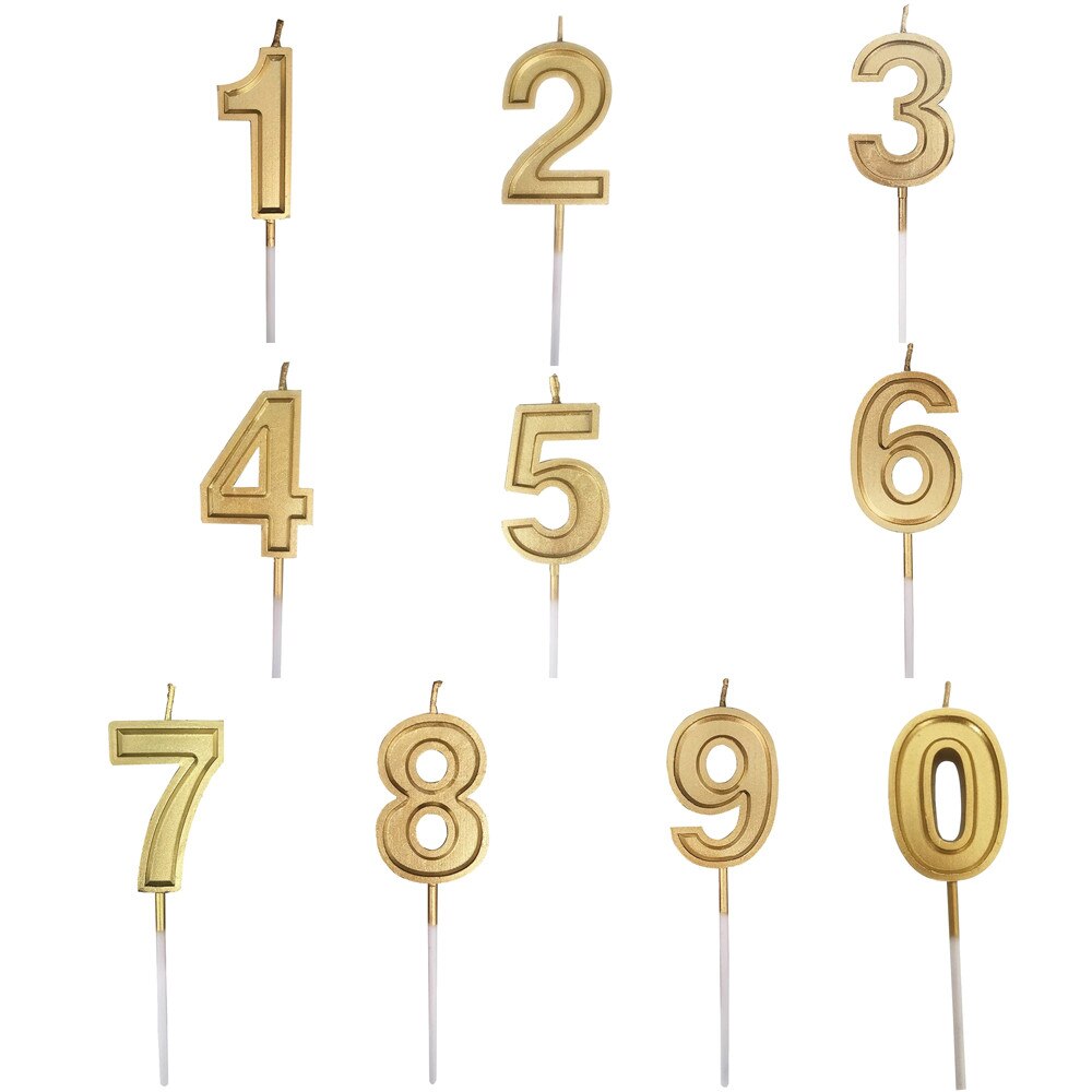 Candle Birthday Wax Candles Gold Numeral Decorative Cake Decor Adults Kids Party bougie anniversaire kaarsen candele 2